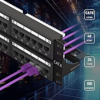 Amazon | FGB 2U 48ポート Cat6 パッチパネル 19インチ ラック